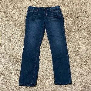 Beau Dawson Jeans Women’s 16 Straight Dark Wash Stretch Embroidered Distressed